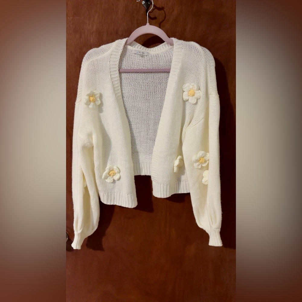 Cream Floral Knit Women's Sweater